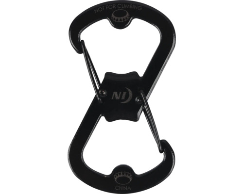 Karabiner mit Flaschenöffner Funktion und Hinweis ''Nicht zum Klettern geeignet''
