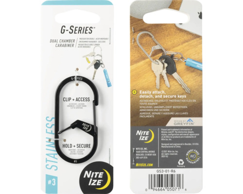Nite Ize G-Series Doppelkammer Karabiner zur Befestigung und zum schnellen Zugriff auf Schlüssel