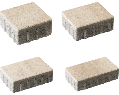 Vier Pflastersteine aus Beton