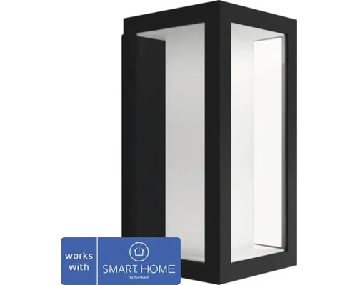 LED Außenwandleuchte Philips Hue Impress schwarz 1-flammig 1200 lm 2000-6500 K IP44 Schwarze Außenwandleuchte mit Smart Home Kompatibilität