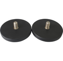 Zwei runde Magnethalter mit Gewindebolzen