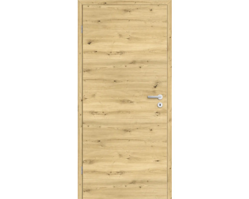 Pertura Zimmertür Yori CPL Eiche astig Q 2030x650 mm Sofkante Links Innentür mit Holzoptik, Türgriff und Schloss