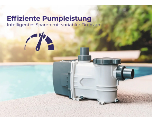 Poolpumpe für eine effiziente Pumpleistung und intelligentes Sparen mit variabler Drehzahl.