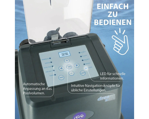 Salzwassersystem zur Poolpflege mit Bedienfeld