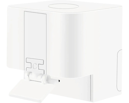 Quadratischer, weißer Seifenspender zur Wandmontage