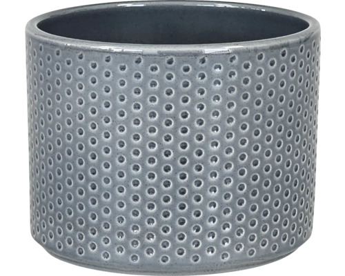 Blumentopf Übertopf Dickob Pillar Spot Keramik Ø 16,8 cm H 14,8 cm dunkelgrau Zylindrischer Blumentopf mit Punktmuster.