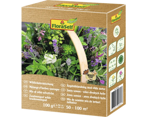 Wildkräutermischung FloraSelf Nature für max. 100 m² FloraSelf Wildkräutermischung Samenpackung für 50 bis 100 Quadratmeter