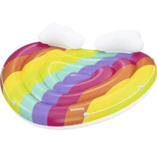 Aufblasbare Luftmatratze mit Regenbogenmuster und Kopfstütze