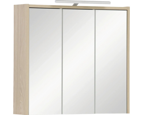 LED-Spiegelschrank Möbelpartner Juba 3-türig 65x16x60 cm eiche