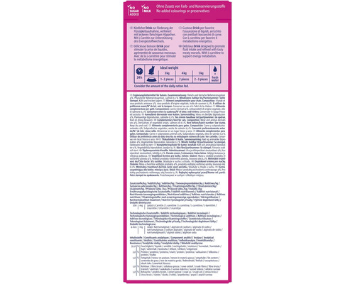 Informationen zu Inhaltsstoffen und Fütterungsempfehlungen für Katzendrink