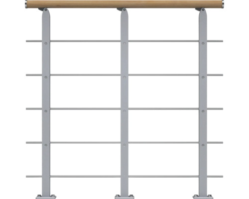 Geländer mit Holzhandlauf und Metallstäben