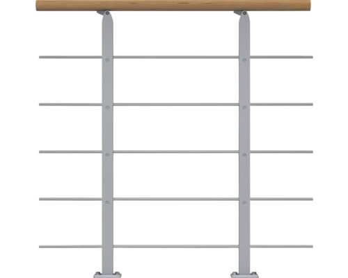 Geländer mit Holzhandlauf und Metallstäben
