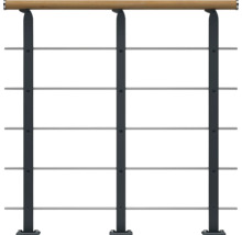 Geländer mit Holzhandlauf und Edelstahlseilen