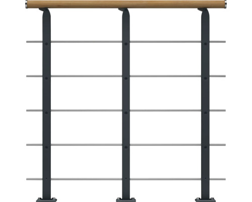 Geländer mit Holzhandlauf und Edelstahlseilen