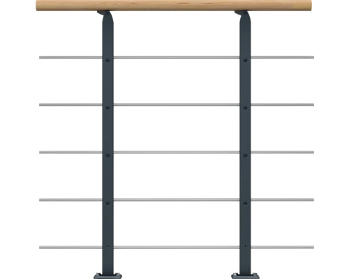 Geländer mit Holzhandlauf und Edelstahlseilen