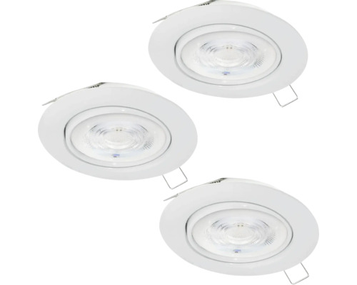 LED Einbauleuchte Eglo FAVAZZINA GU10 4,9 W 3-flammig Ø 85 mm weiß IP 44 3 Stück ( 901759 )