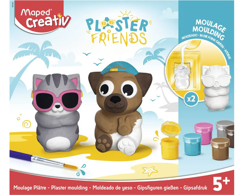Maped Creativ Gipsfigurenset Plaster Friends mit Gießformen, Farben und Pinsel
