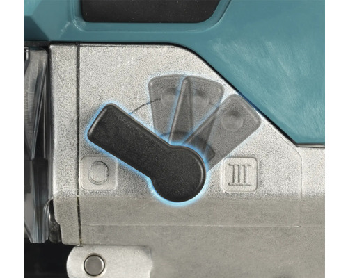 Detailaufnahme eines Werkzeugs mit einem Schalter zur Einstellung der Schlagzahl