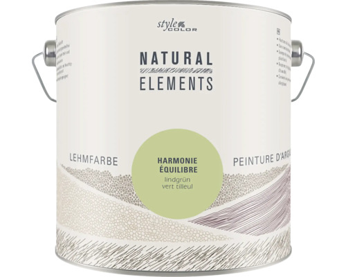 StyleColor NATURAL ELEMENTS Wandfarbe Harmonie grün 2,5 L Farbeimer Lehmfarbe Natural Elements lindgrün