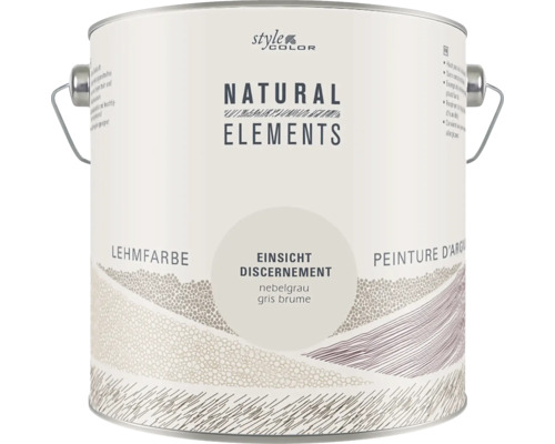 StyleColor NATURAL ELEMENTS Wandfarbe Einsicht Nebezauber grau 2,5 L Farbeimer Lehmfarbe Natural Elements nebelgrau
