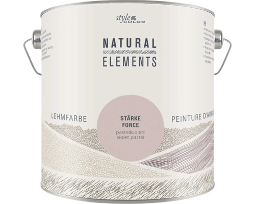 StyleColor NATURAL ELEMENTS Wandfarbe Stärke violett 2,5 L Farbeimer Lehmfarbe Natural Elements Stärke Force pastellviolett