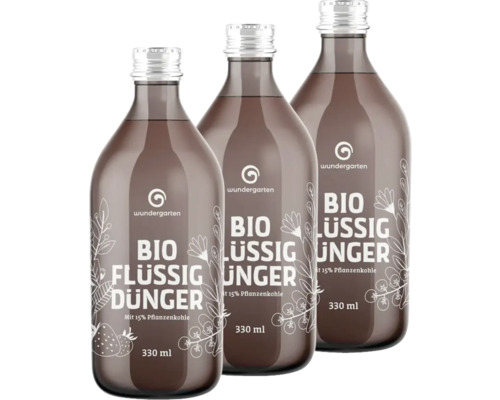 Bio-Flüssigdünger Wundergarten 3er-Vorteilsset Drei Flaschen Bio Flüssigdünger mit Pflanzenkohle, 330 ml, zur Gartenpflege