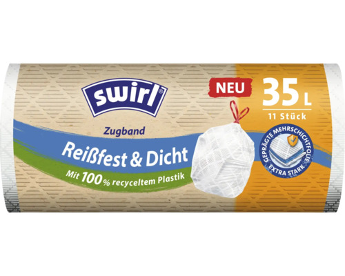 Swirl Zugbandmüllbeutel 35L, 11 Beutel Swirl Müllbeutel mit Zugband, 35 Liter Fassungsvermögen, 11 Stück