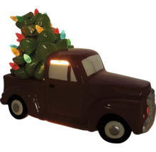Dekorative Lastwagenfigur mit Weihnachtsbaum und Lichtern