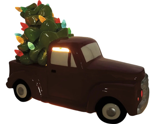 Dekorative Lastwagenfigur mit Weihnachtsbaum und Lichtern