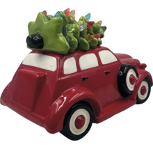 Dekorative rote Auto-Figur mit Weihnachtsbaum und Lichtern