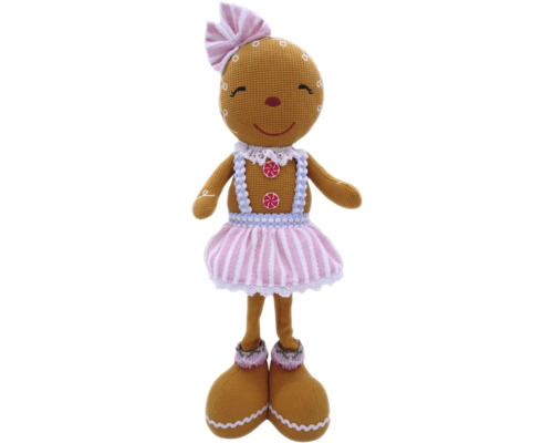 Weihnachtsdeko Lafiora Lebkuchenfigur weiblich 56 cm braun/pink