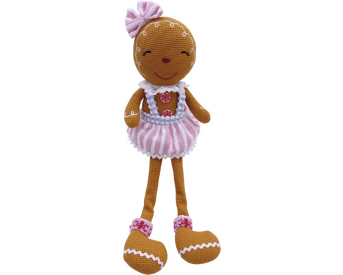 Weihnachtsdeko Lafiora Lebkuchenfigur weiblich 47 cm braun/pink