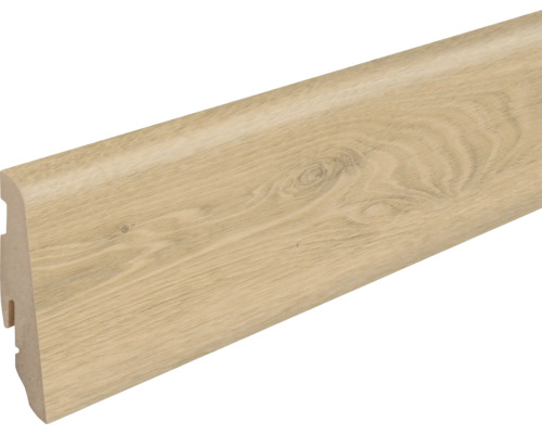 Sockelleiste MDF Pinot Eiche sand foliert 19x58x2400mm Sockelleiste mit Holzdekor
