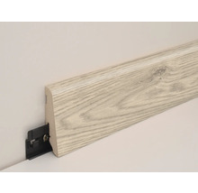 Sockelleiste mit Holzstruktur und Befestigungsclip