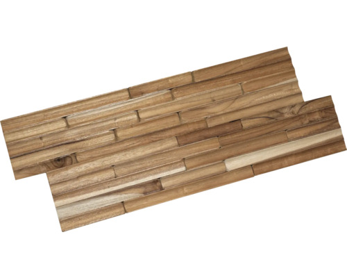 Holz Verblendstein Rebel of Styles UltraWood Teak Concave 20,0x50 cm braun Teak Mosaikfliesen für Wandgestaltung