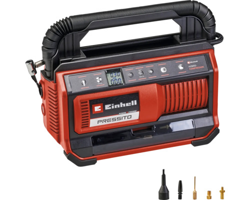 Kompressor Einhell 11 bar Tragbar Regelbar 220 V Einhell Pressito 18 Volt Hybrid Kompressor mit Aufsätzen