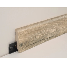 Sockelleiste mit Holzstruktur und Befestigungsclip