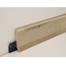Sockelleiste mit Holzstruktur und Befestigungsclip