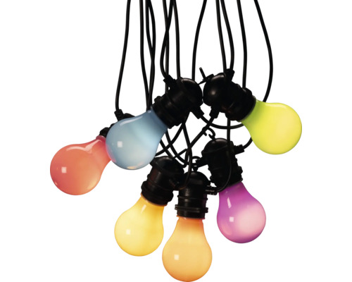 LED Lichterkette Konstsmide 4,5 m + Zuleitungslänge 10 m 10 LEDs Lichtfarbe warmweiß Lichterkette mit farbigen Glühbirnen