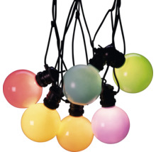 Mehrfarbige Lichterkette mit runden Lampen