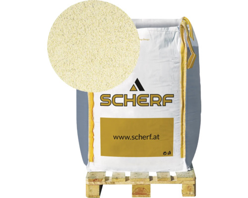 Spielsand 0,1-0,8 mm 1000 kg Bigbag Südsee-Beige Sack mit Holzfaserdämmstoff auf einer Palette mit Detailansicht