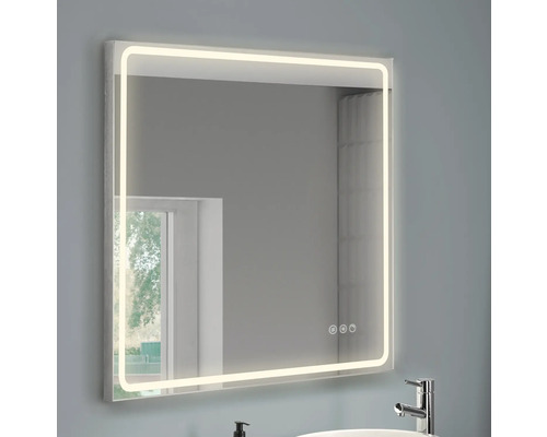 Quadratischer Spiegel mit LED-Beleuchtung für das Badezimmer