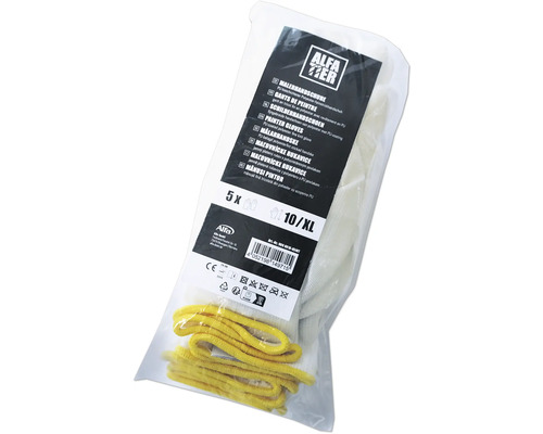 Verpackung mit fünf Malerhandschuhen in Größe 10 beziehungsweise XL