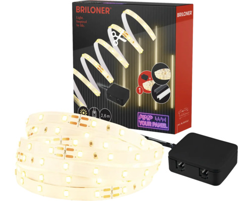 LED Stripe Briloner Pimp your Panel Starter Set On / Off, 2,62 m, 500 lm 3000 K, warmweiß, IP 20, 230 V