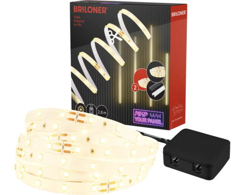 LED Stripe Briloner Pimp your Panel Ergänzungsset On / Off, 2,62 m, 500 lm 3000 K, warmweiß, IP 20, 230 V