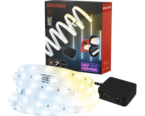 LED Stripe Briloner Pimp your Panel Starter Set CCT, 2,62 m, 500 lm 3000 K, einstellbares weiß, dimmbar, IP 20, 230 V