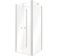 Eckdusche mit zwei Türen und Duscharmatur