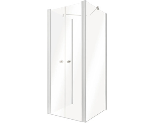 Eckdusche mit zwei Türen und Duscharmatur