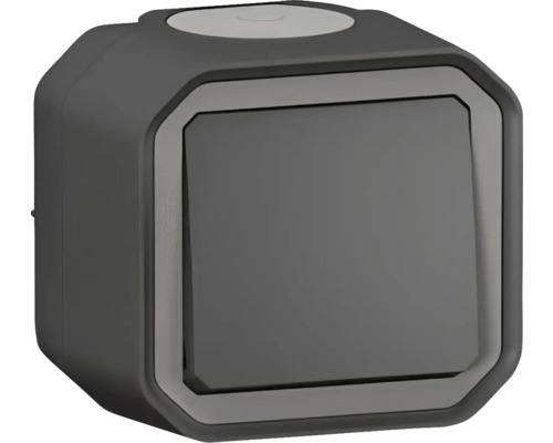Taster Legrand Plexo 55, IP 44, aufputz, anthrazit Quadratischer Lichtschalter