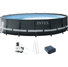 Intex Poolset mit Sandfilteranlage, Leiter und Abdeckplane